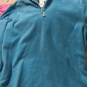 Quacker Factory 2X teal  fleece top half zip